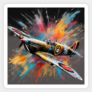 Spitfire Fighter Aircraft WWII Ink Explosion Sticker